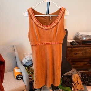 Stetson Brown Sleeveless Mini Dress with Red Accents